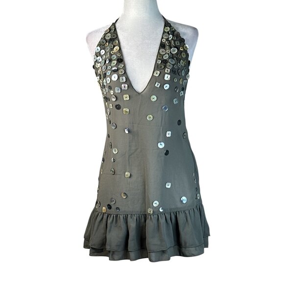Jaded London Layered Mini Dress in Grey  New Womens Sheer Halter - Picture 5 of 17